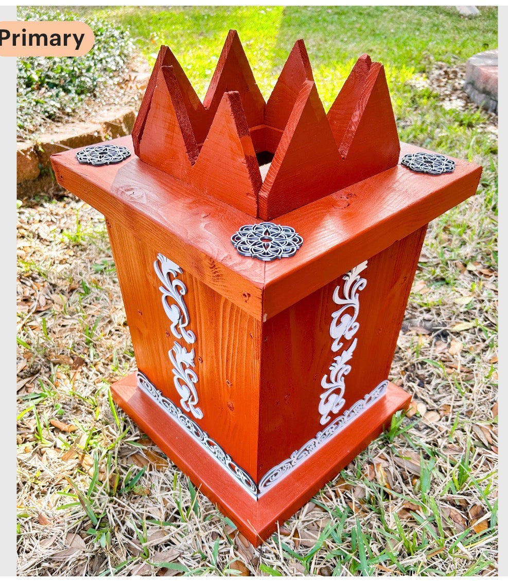 Handcrafted Wooden Tulasi Pot Vrindavana Brindavan Tulsi Planter Ocimum Sanctum holy Basil Plant Container for Gardening (Medium)