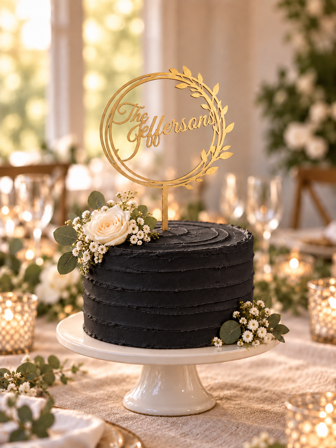 Personalized Wooden Wedding Cake Topper, rustic Monogram Boho cake topper
