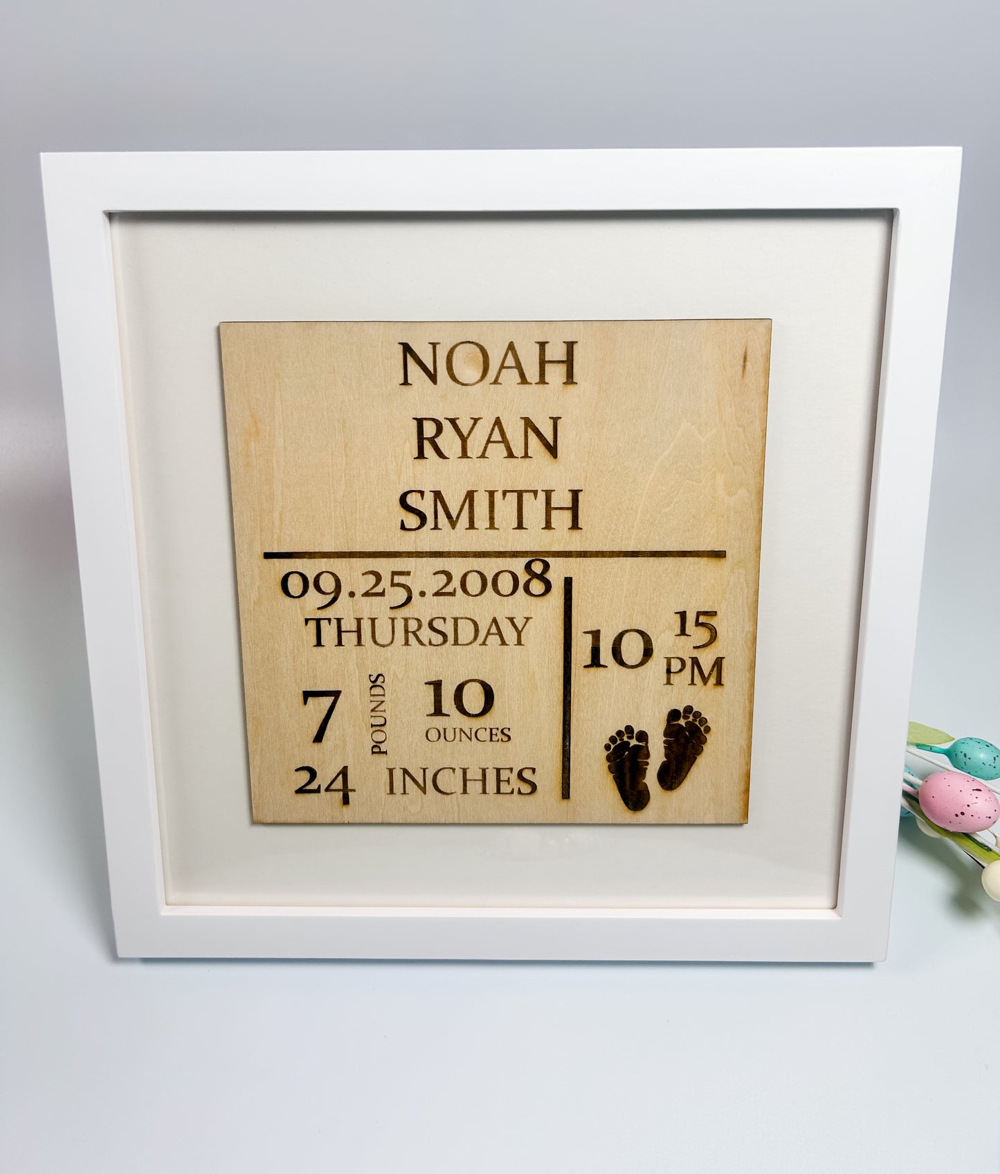 Baby Stats Keepsake Frame - Color