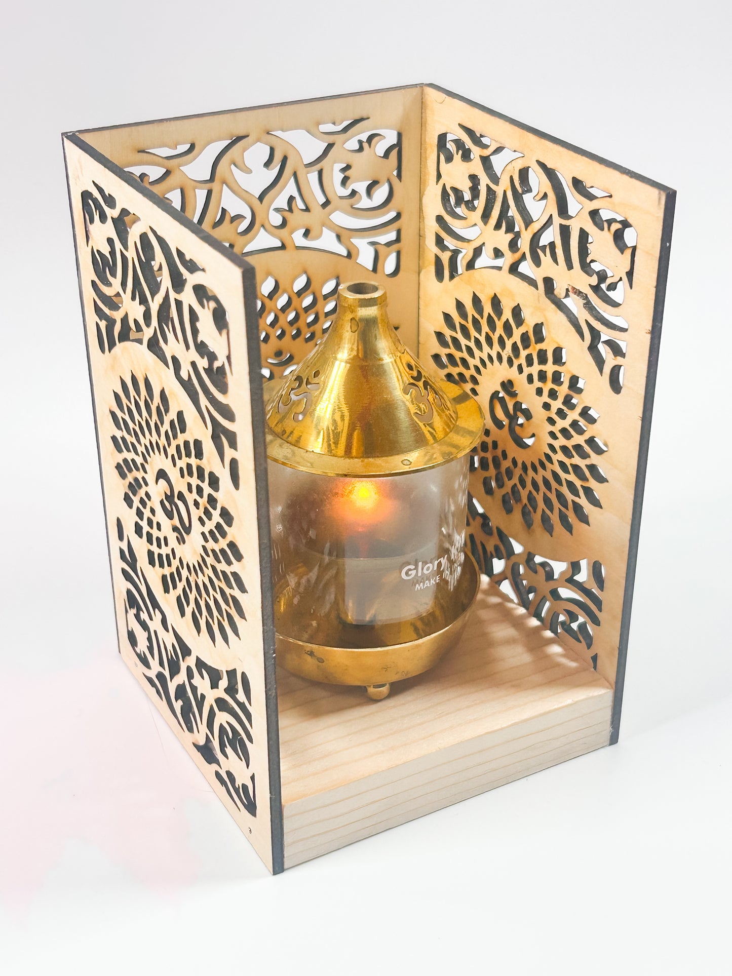 Handcrafted Wooden Artistic Diya or God statue Holder with Om Design | Hindu Pooja Decor | Mandir Accessory |Indian Prayer Room Decor Diwali