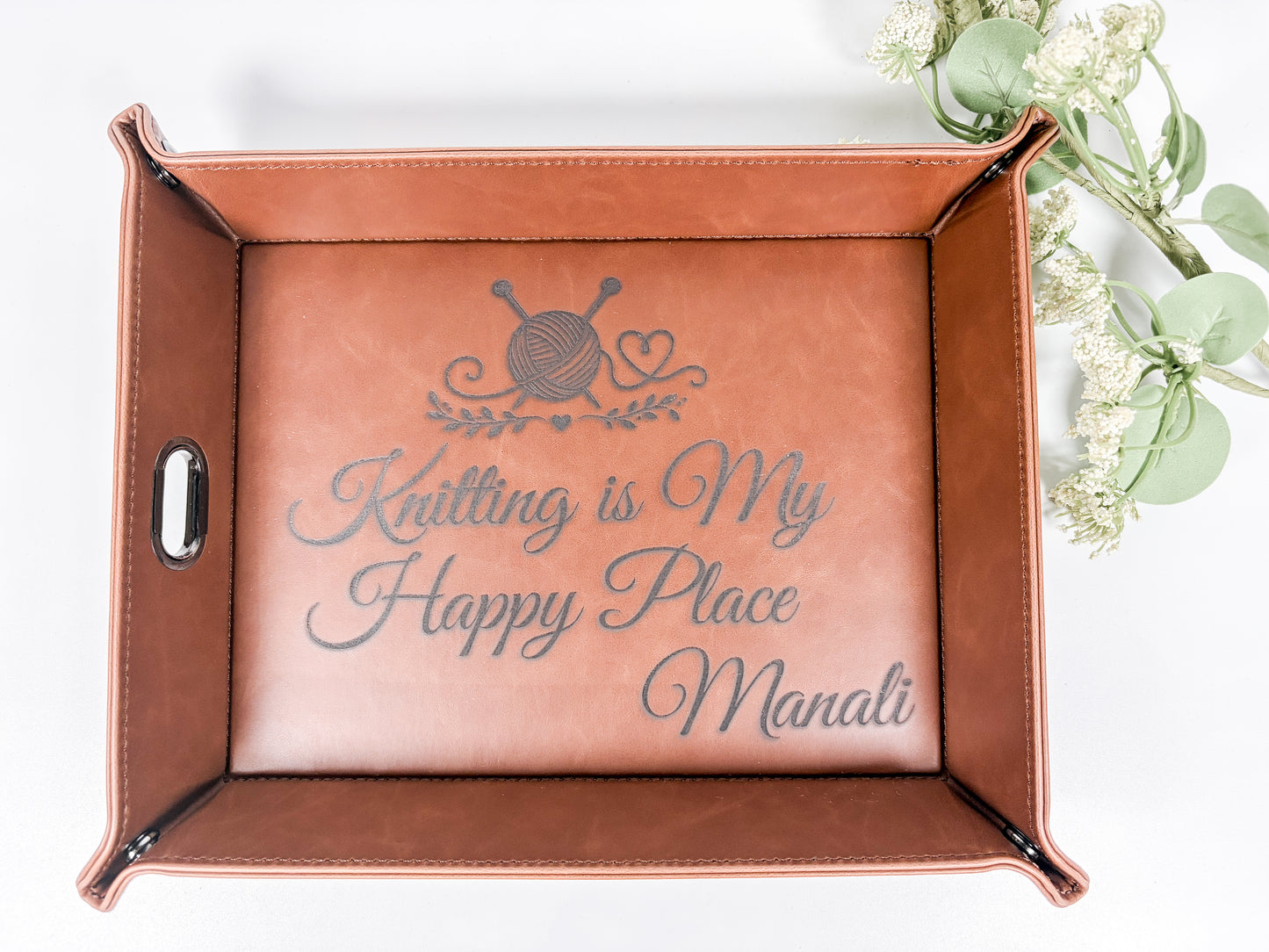 Personalized Leatherette Valet Tray, Custom Engraved Catchall, Men's Gift