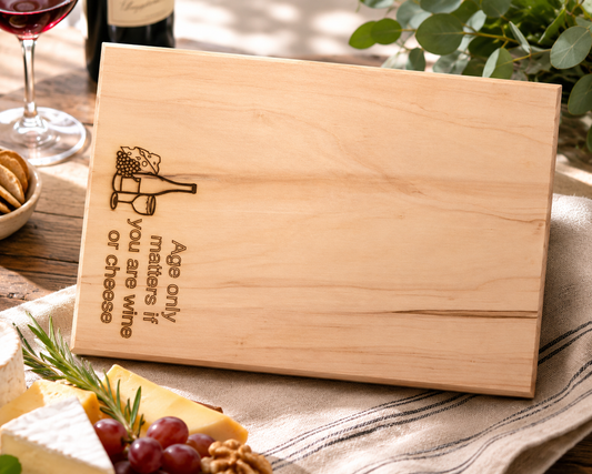 Personalized Beautiful handcrafted Maple Charcuterie board Personalized with Quote of your choice.