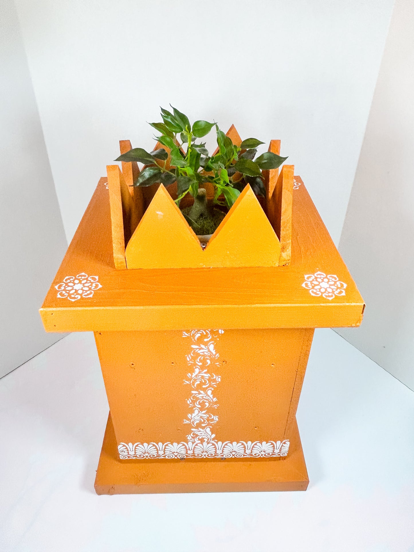 Free ShippingHandcrafted Wooden Tulasi Pot Vrindavana Brindavan Tulsi Planter Ocimum Sanctum holy Basil Plant Container for Gardening (Medium)