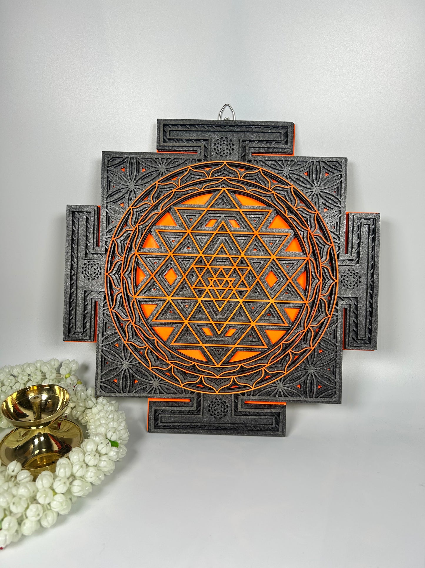 Layered Sri Yantra Mandala Wall Art – Sacred Geometry Decor | Laser Cut Wooden Wall Hanging | Vastu, Meditation, Yoga Room, Spiritual Gift