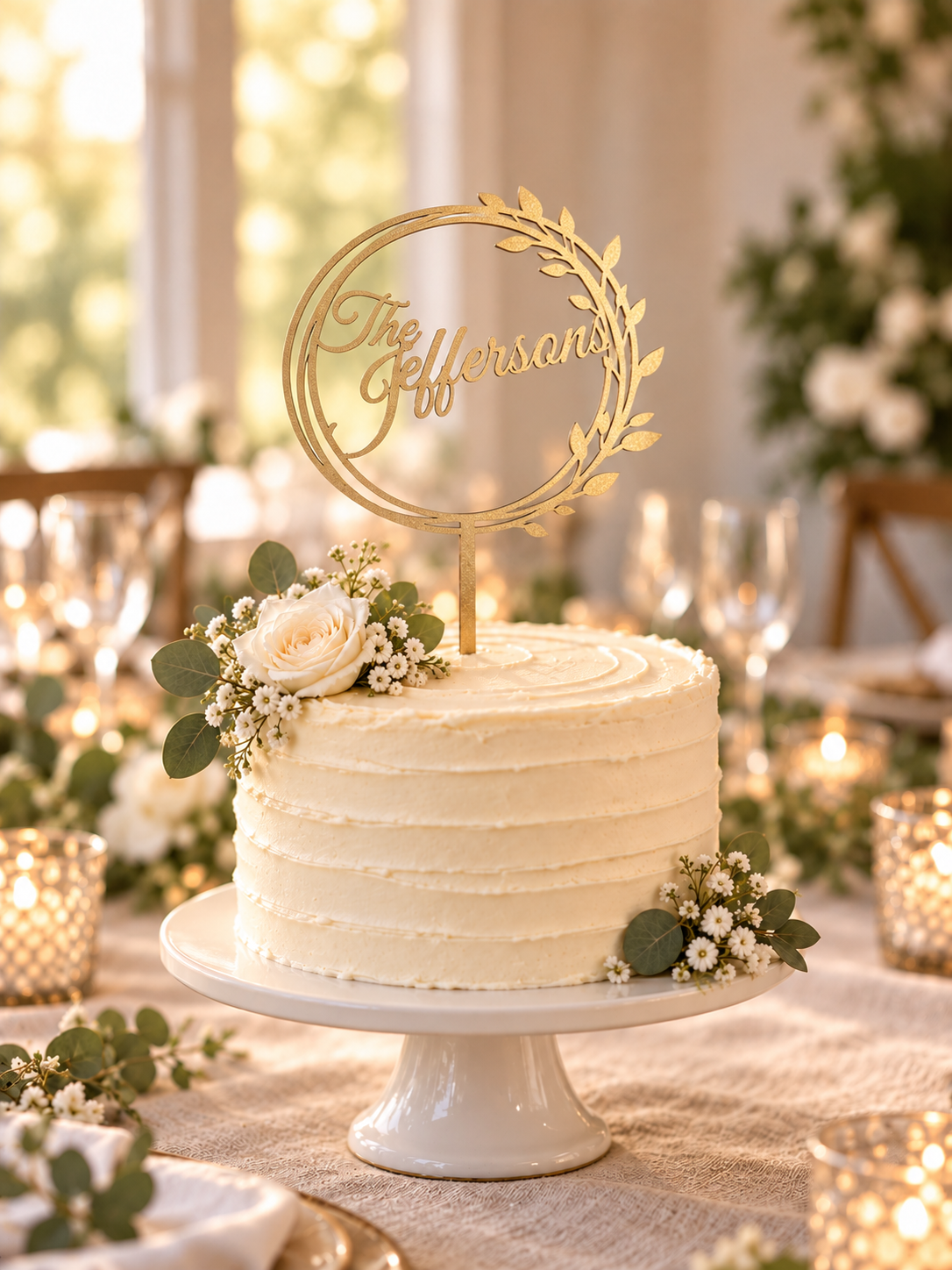Personalized Wooden Wedding Cake Topper, rustic Monogram Boho cake topper