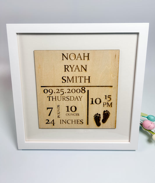 Baby Stats Keepsake Frame - Color