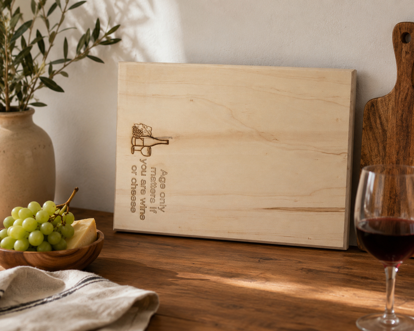 Personalized Beautiful handcrafted Maple Charcuterie board Personalized with Quote of your choice.