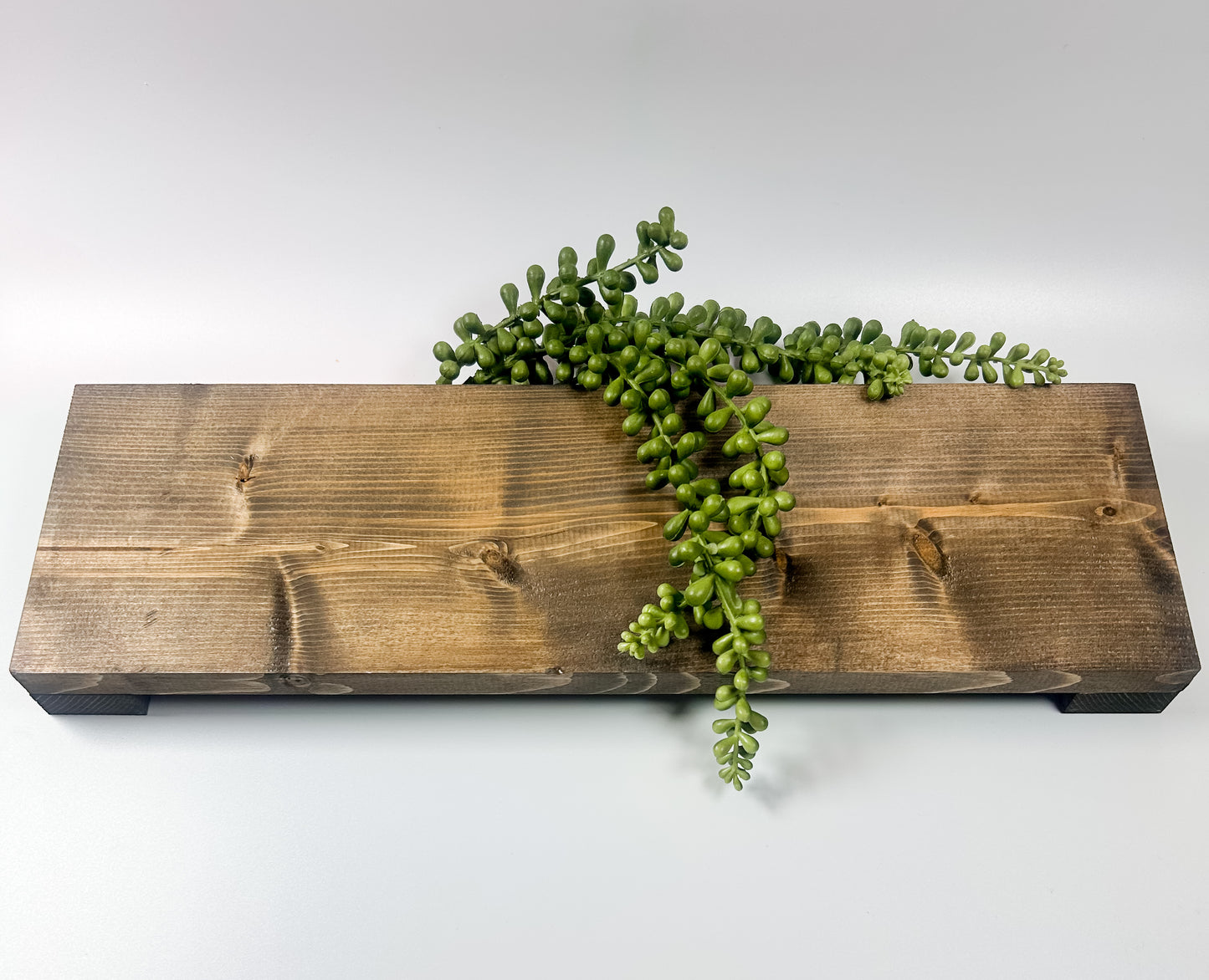 Long Wooden Pedestal Riser for Table Display – Farmhouse Wood Riser for Kitchen Counter, Elevated Home Decor Stand, Rustic Centerpiece Tray