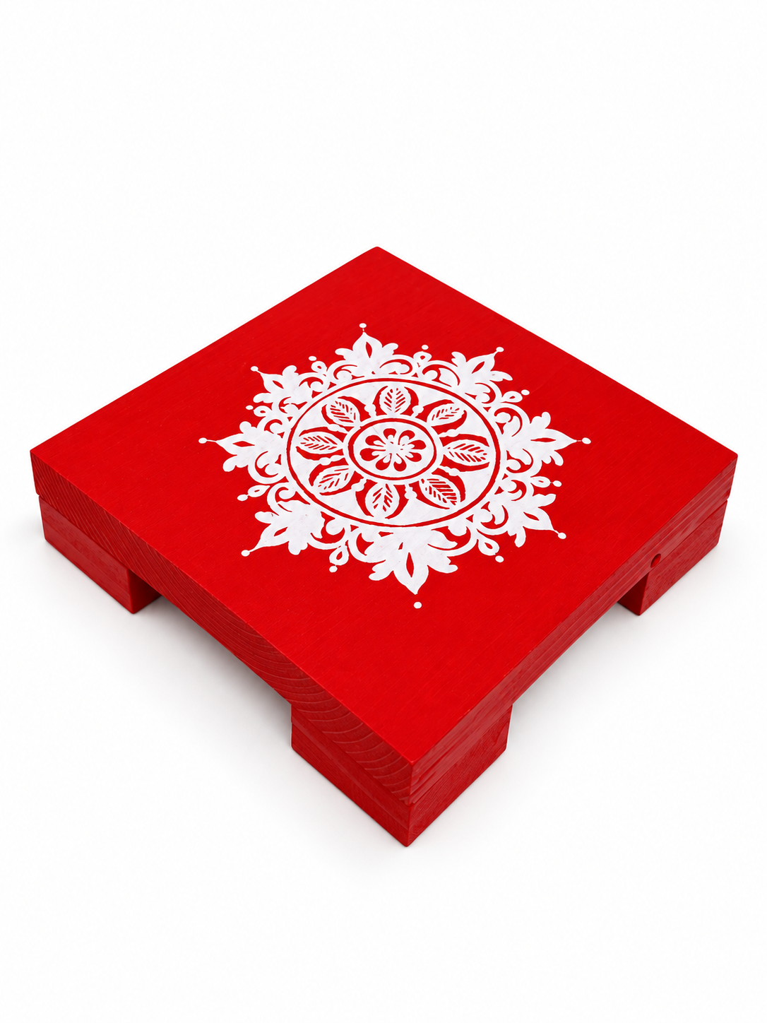 Mini Wooden Pooja Chowky – 3.5” × 3.5”