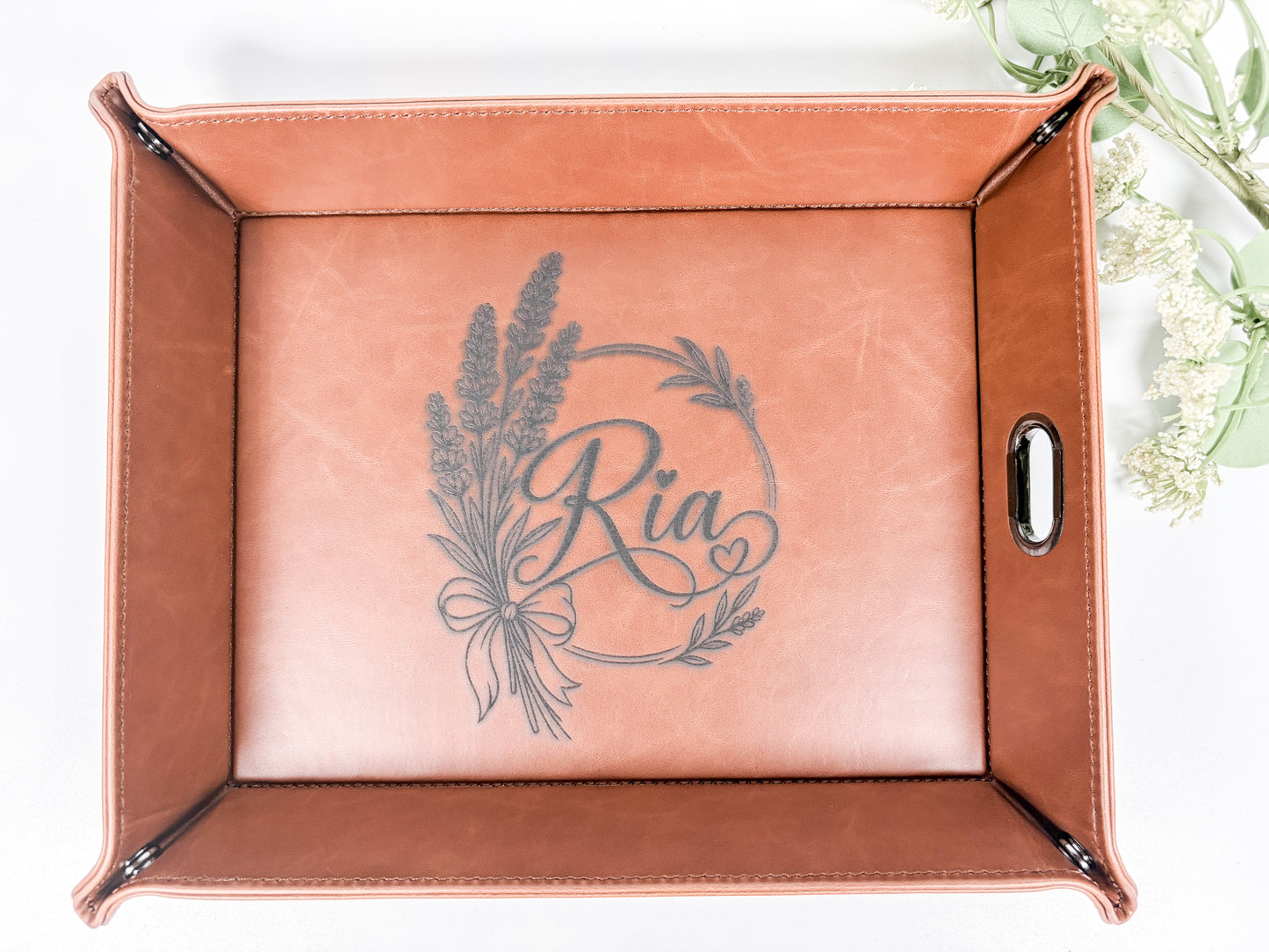 Personalized Leatherette Valet Tray, Custom Engraved Catchall, Men's Gift