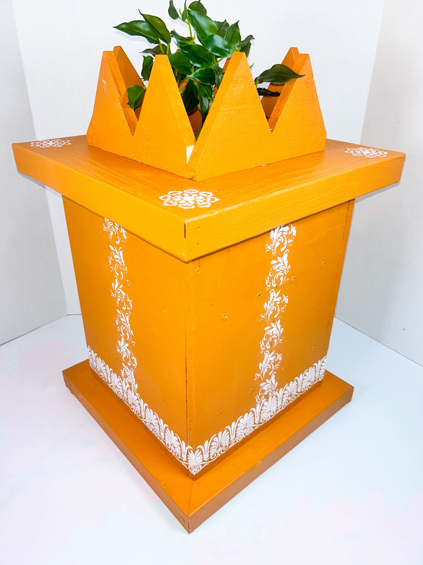 Free ShippingHandcrafted Wooden Tulasi Pot Vrindavana Brindavan Tulsi Planter Ocimum Sanctum holy Basil Plant Container for Gardening (Medium)