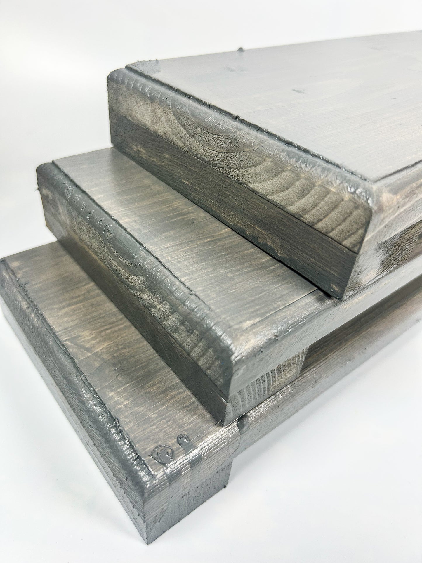 Long Wooden Pedestal Riser for Table Display – Farmhouse Wood Riser for Kitchen Counter, Elevated Home Decor Stand, Rustic Centerpiece Tray