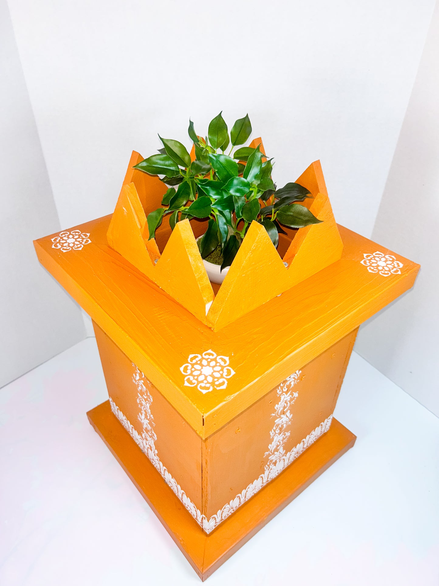 Free ShippingHandcrafted Wooden Tulasi Pot Vrindavana Brindavan Tulsi Planter Ocimum Sanctum holy Basil Plant Container for Gardening (Medium)