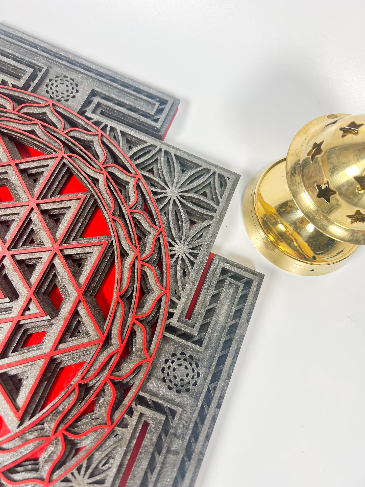 Layered Sri Yantra Mandala Wall Art – Sacred Geometry Decor | Laser Cut Wooden Wall Hanging | Vastu, Meditation, Yoga Room, Spiritual Gift