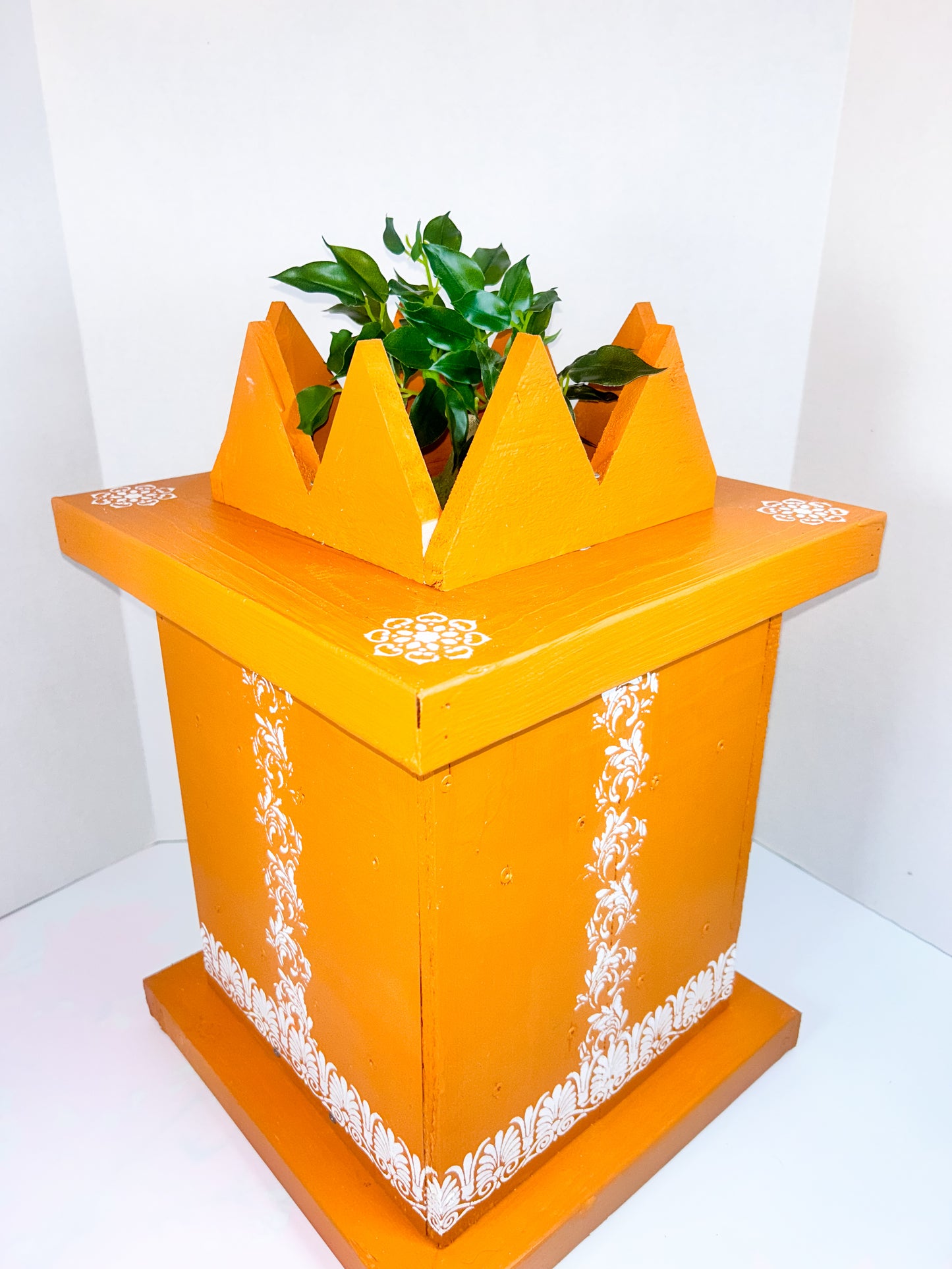 Free ShippingHandcrafted Wooden Tulasi Pot Vrindavana Brindavan Tulsi Planter Ocimum Sanctum holy Basil Plant Container for Gardening (Medium)