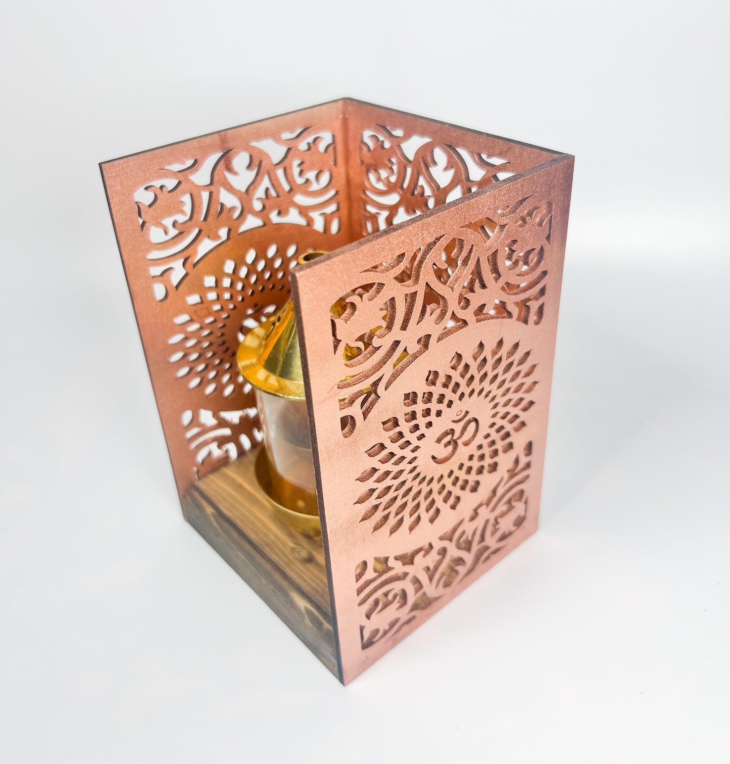 Handcrafted Wooden Artistic Diya or God statue Holder with Om Design | Hindu Pooja Decor | Mandir Accessory |Indian Prayer Room Decor Diwali