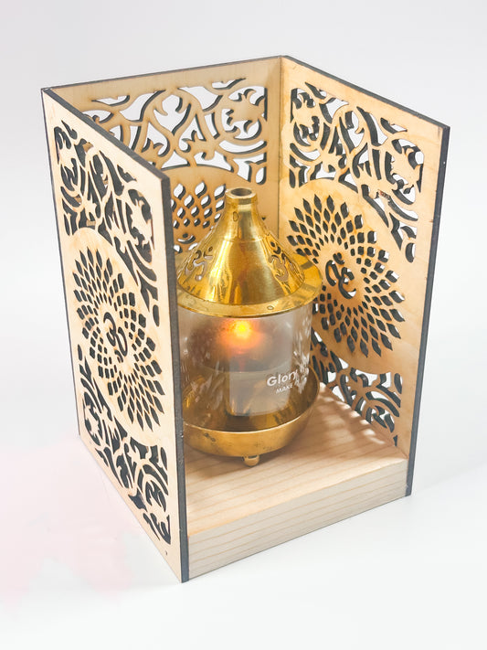 Handcrafted Wooden Artistic Diya or God statue Holder with Om Design | Hindu Pooja Decor | Mandir Accessory |Indian Prayer Room Decor Diwali