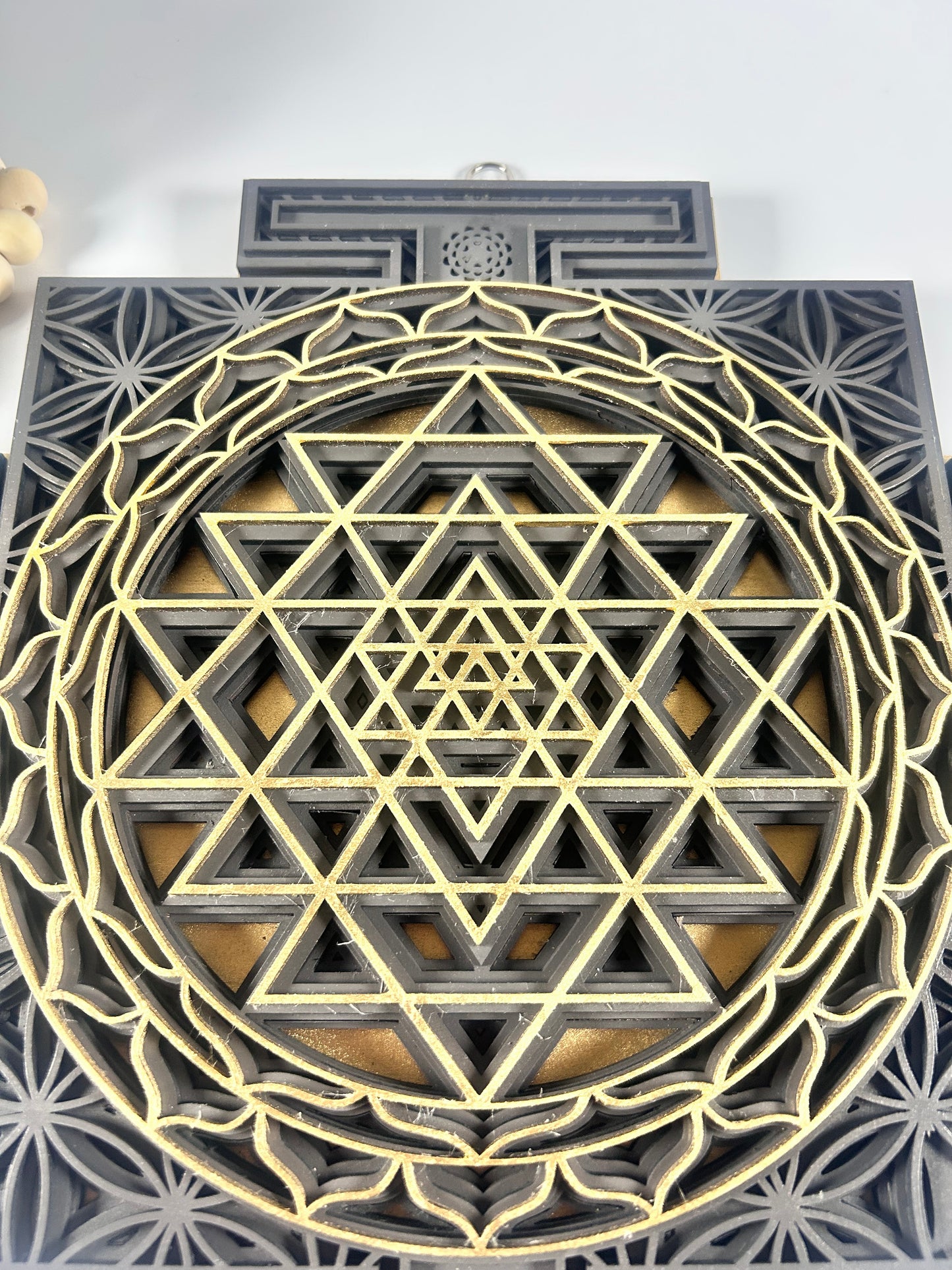 Layered Sri Yantra Mandala Wall Art – Sacred Geometry Decor | Laser Cut Wooden Wall Hanging | Vastu, Meditation, Yoga Room, Spiritual Gift