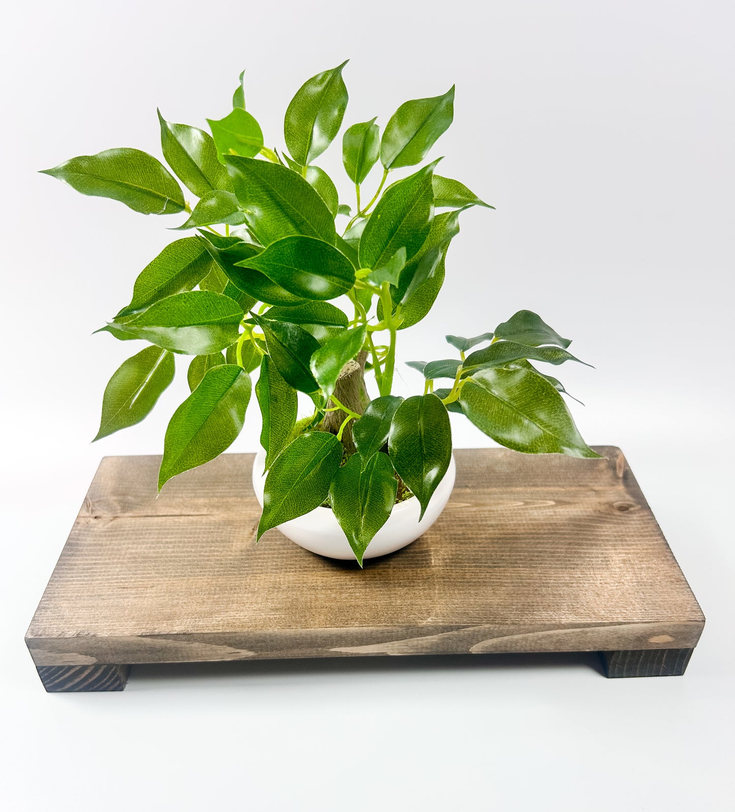 Long Wooden Pedestal Riser for Table Display – Farmhouse Wood Riser for Kitchen Counter, Elevated Home Decor Stand, Rustic Centerpiece Tray