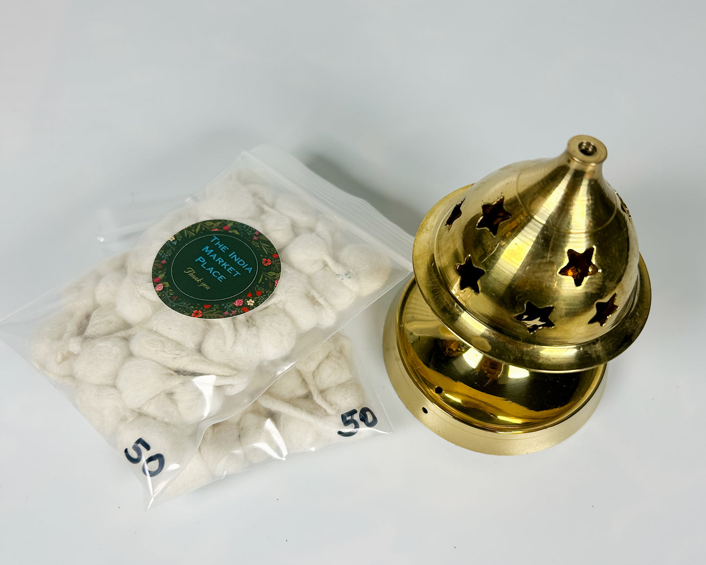 High Quality Hand-Rolled Cotton Diya Wicks – Small (50 Qty) | Puja Batti for Akhand Oil Lamps