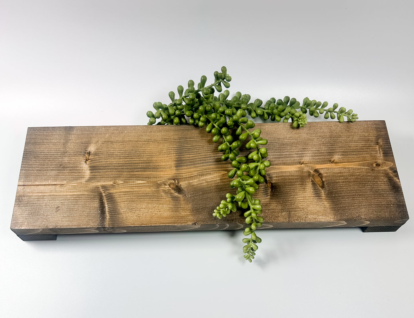Long Wooden Pedestal Riser for Table Display – Farmhouse Wood Riser for Kitchen Counter, Elevated Home Decor Stand, Rustic Centerpiece Tray