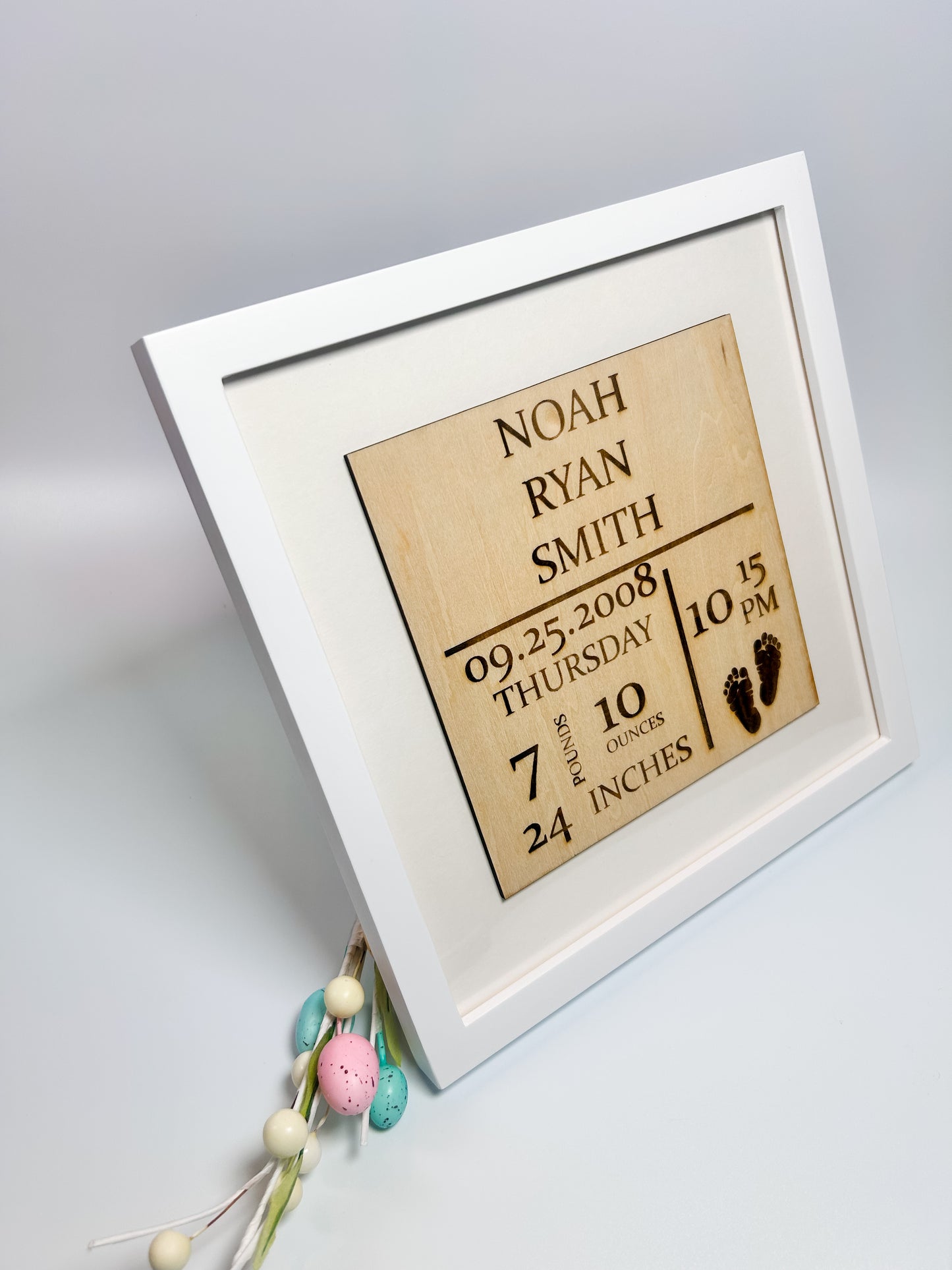 Baby Stats Keepsake Frame - Color