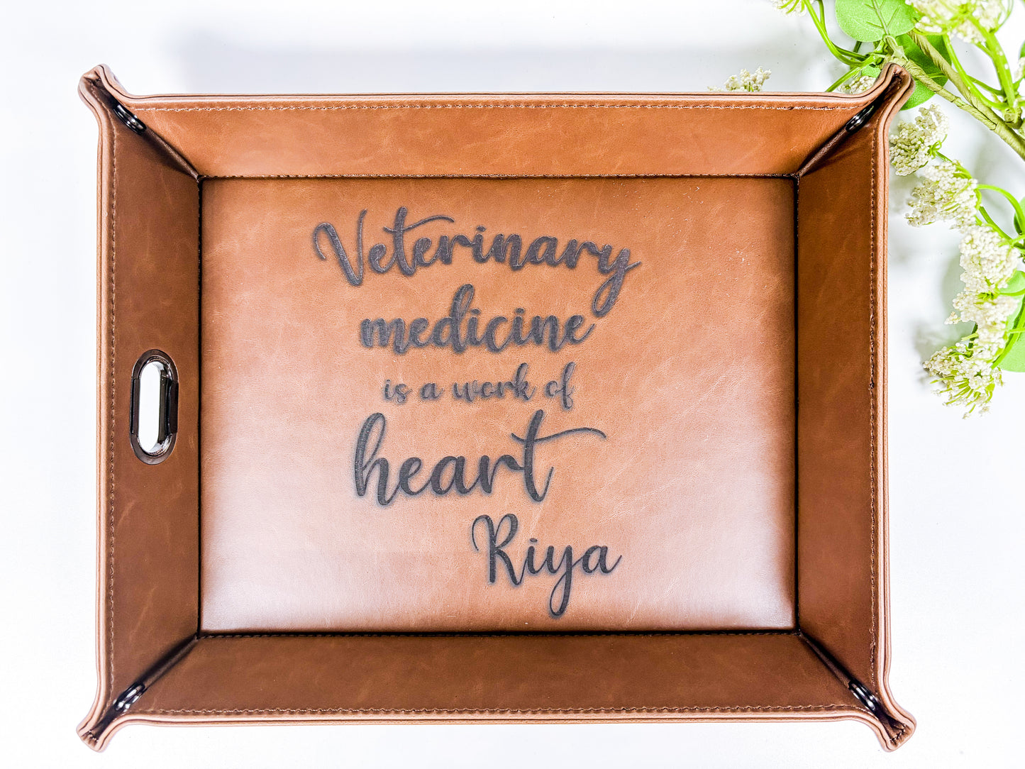 Personalized Leatherette Valet Tray, Custom Engraved Catchall, Men's Gift