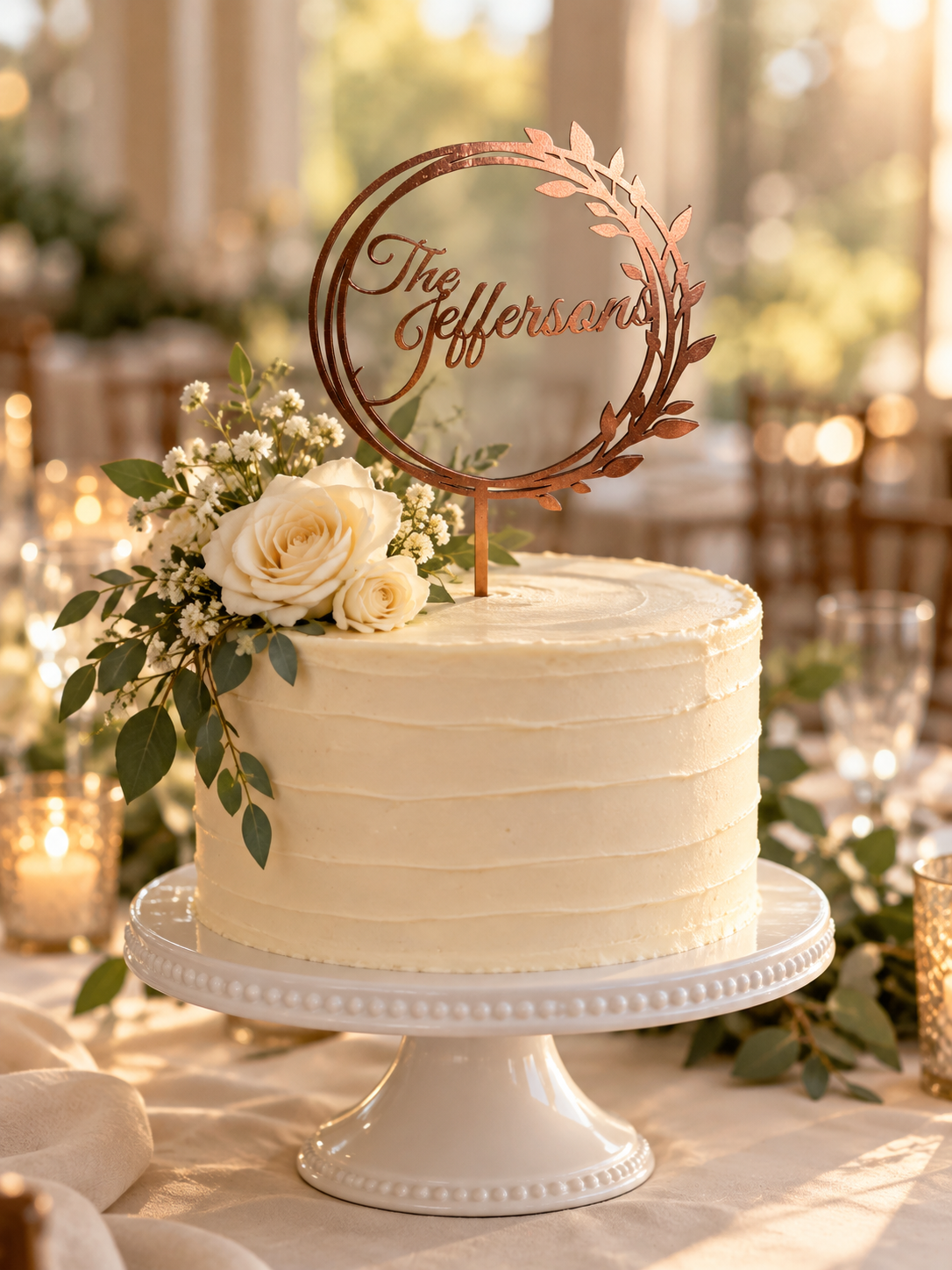 Personalized Wooden Wedding Cake Topper, rustic Monogram Boho cake topper