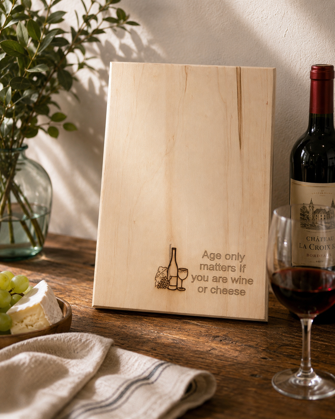 Personalized Beautiful handcrafted Maple Charcuterie board Personalized with Quote of your choice.