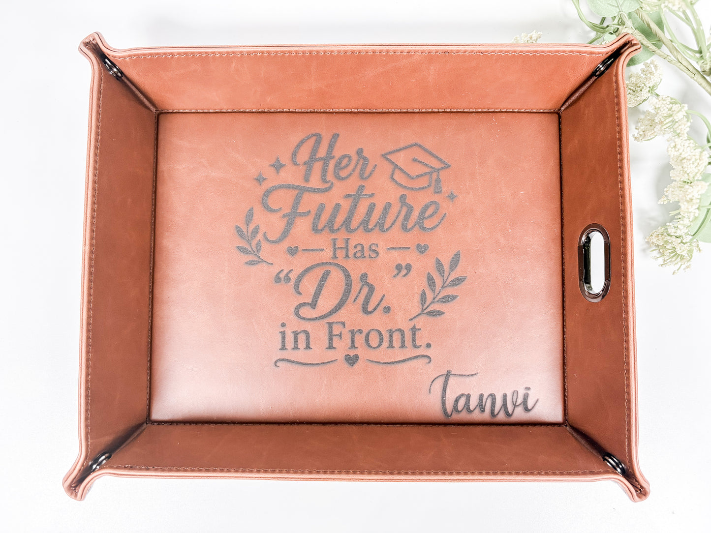 Personalized Leatherette Valet Tray, Custom Engraved Catchall, Men's Gift