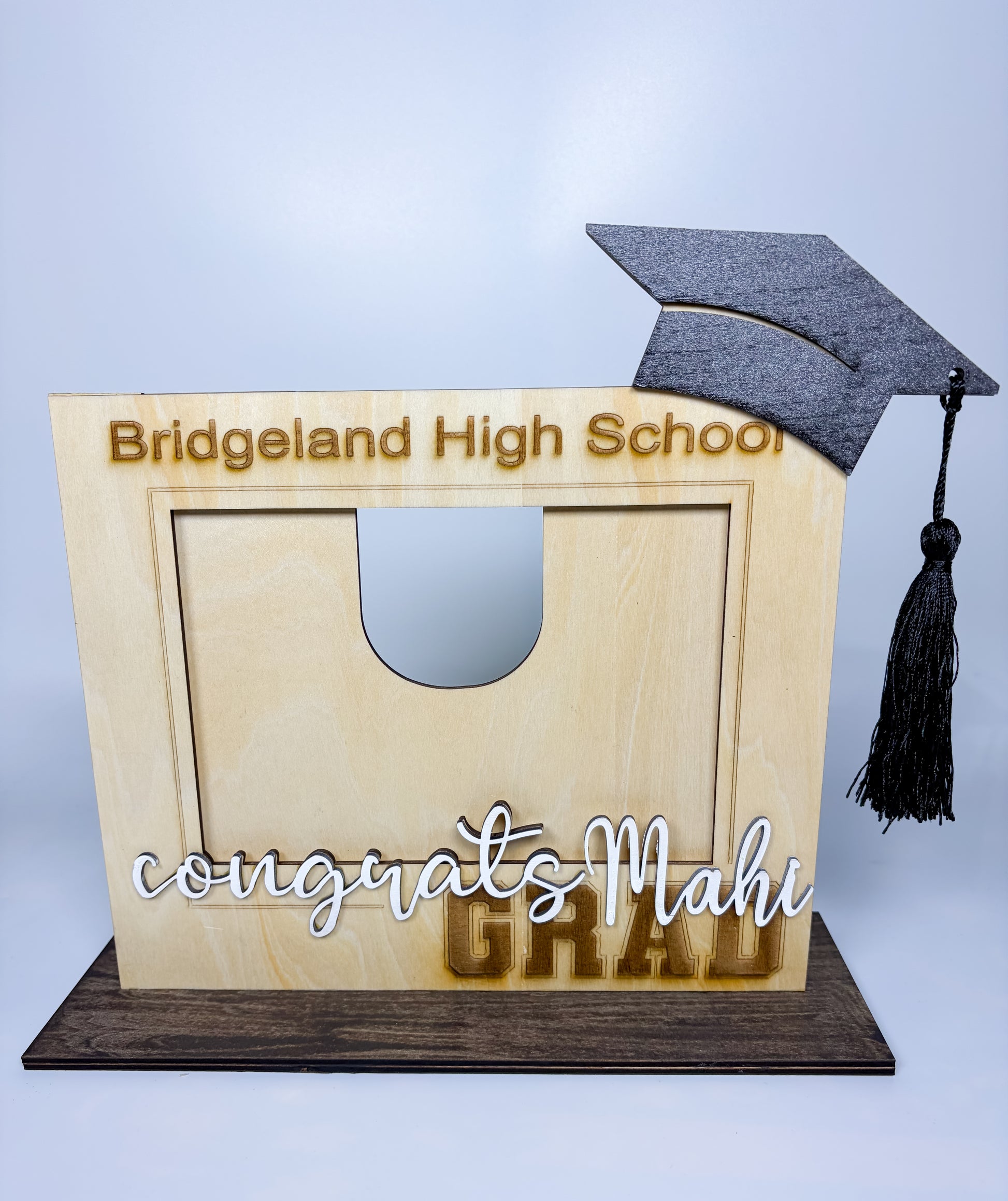 Custom graduation picture frame featuring school name and Class of 2026