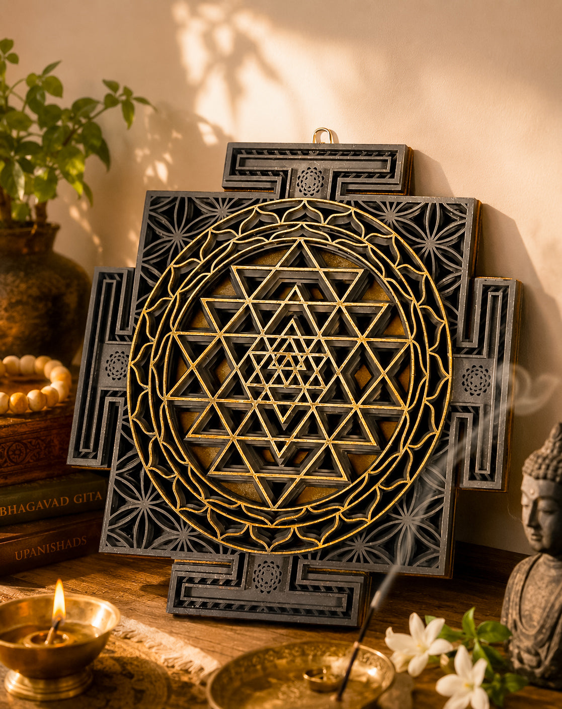 Layered Sri Yantra Wall Art 12" – Sacred Geometry Decor