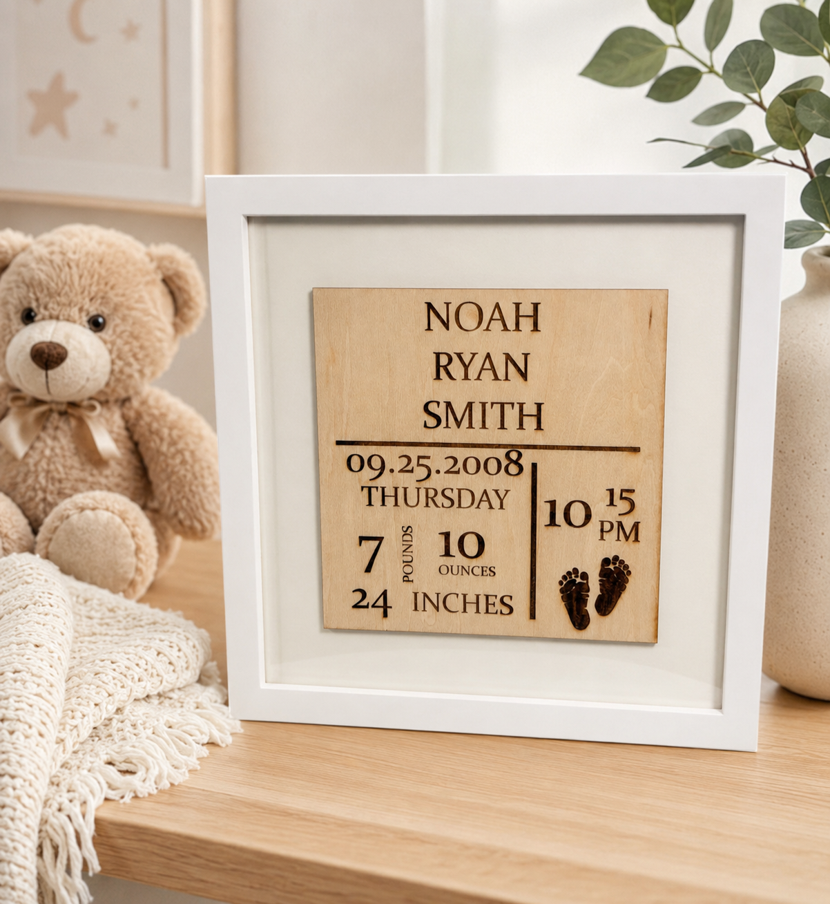 Baby Stats Keepsake Frame - Color
