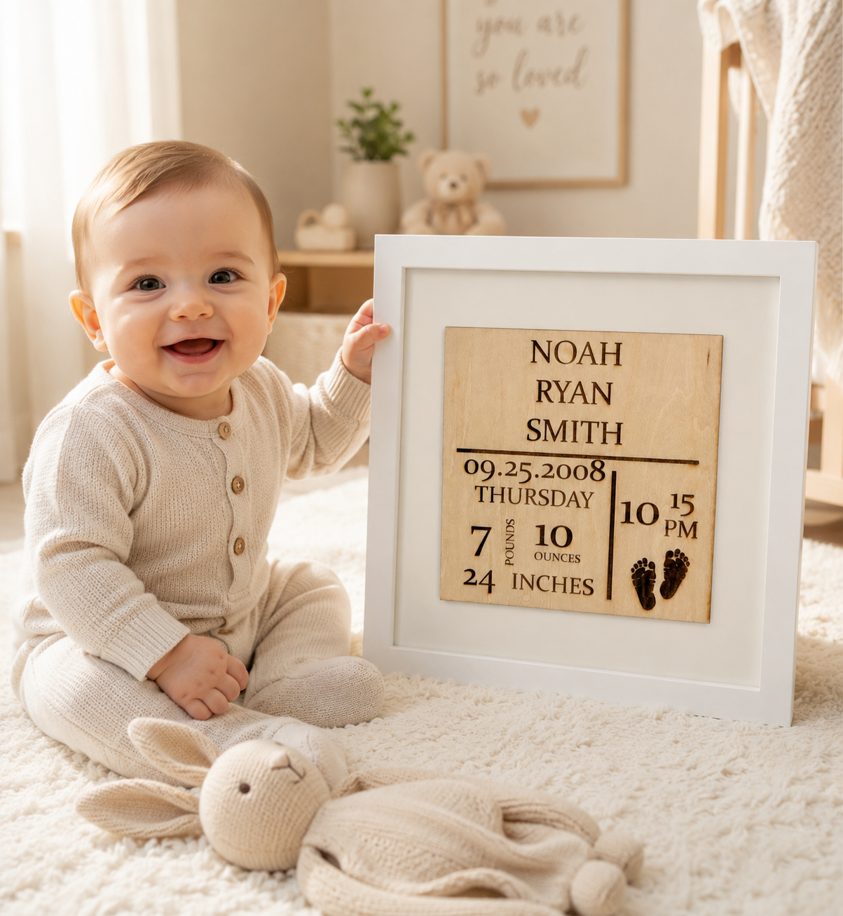 Baby Stats Keepsake Frame - Color