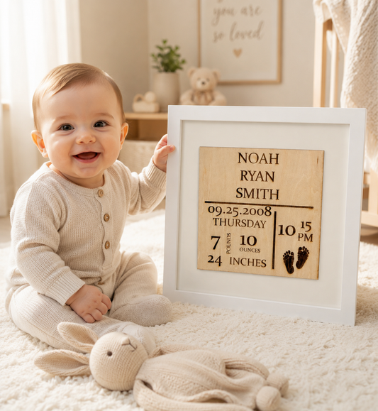 Baby Stats Keepsake Frame - Color
