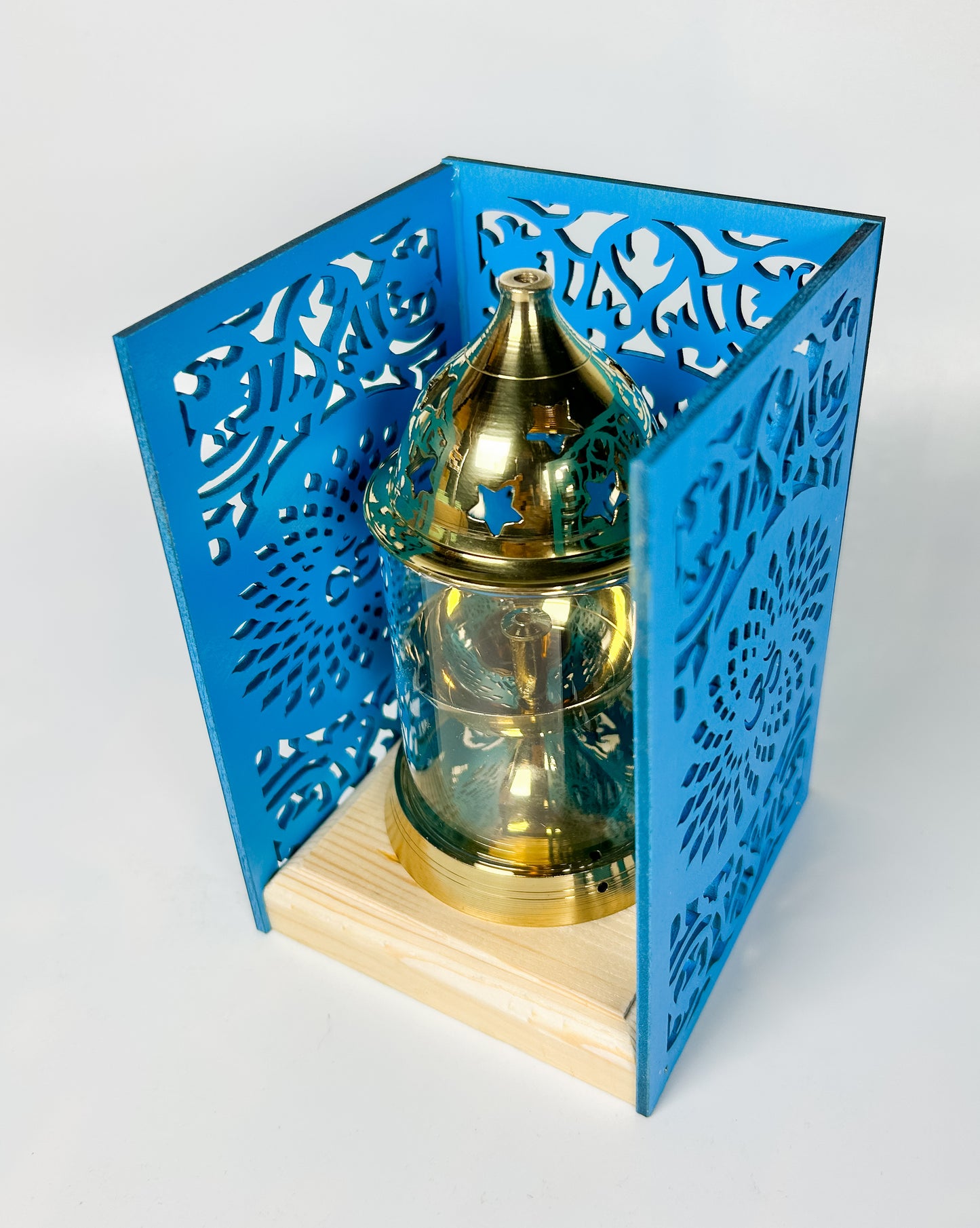 Handcrafted Wooden Diya Holder with Om Design | Hindu Pooja Decor