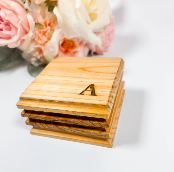 Handmade Wooden Coasters Set of 4, can be customized Personalized Gifts for Her, Wedding Gift, Engagement Gift, Housewarming Gifts