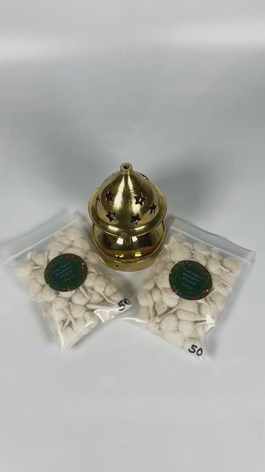 High Quality Hand-Rolled Cotton Diya Wicks – Small (50 Qty) | Puja Batti for Akhand Oil Lamps