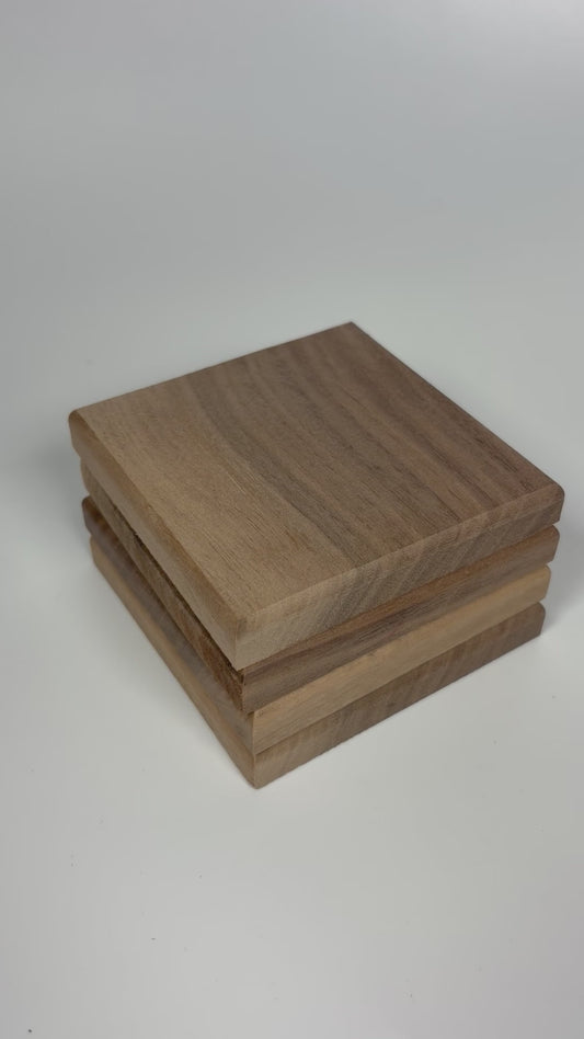 Laser Engraving Blank Walnut Wood Coasters Set of 4 | Finished Walnut Coasters for Laser Engraving, CNC, UV Printing & DIY Crafts